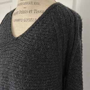 Dark Gray V-Neck Knit Sweater